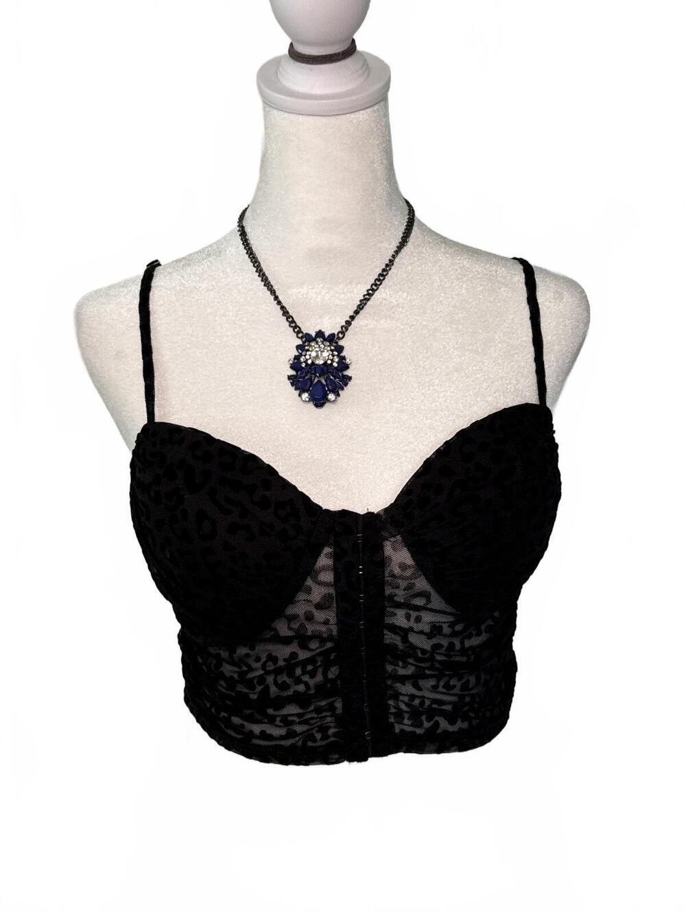 Iris Sheer Animal Print Corset, Size Small